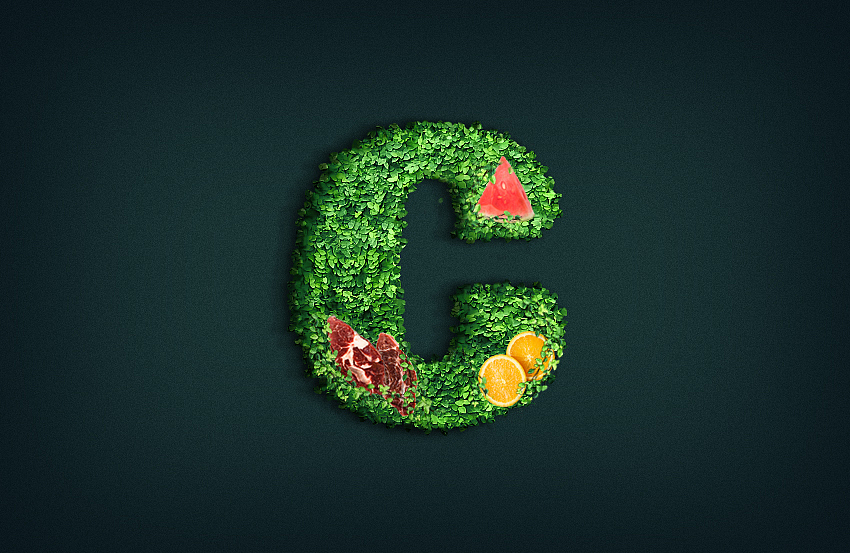 树叶覆盖文本效果