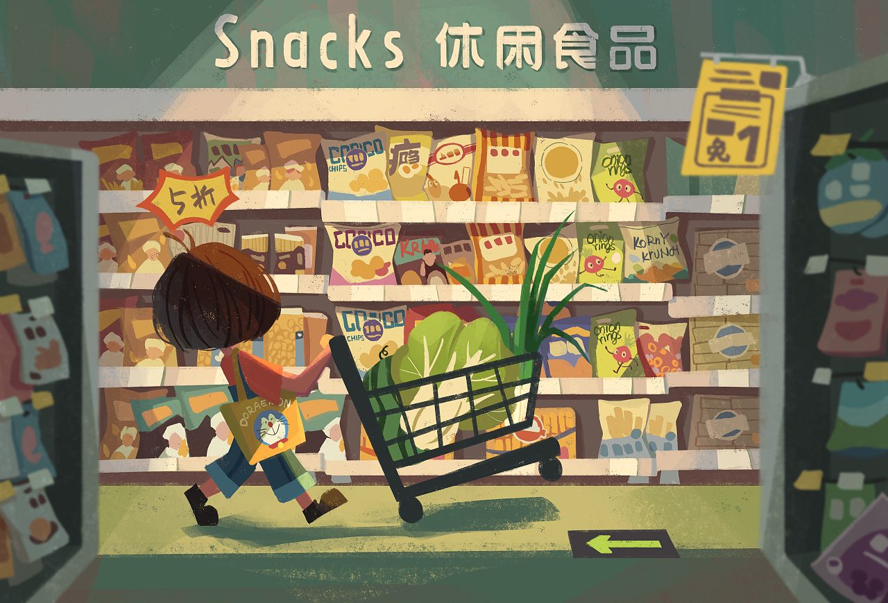一个人去超市