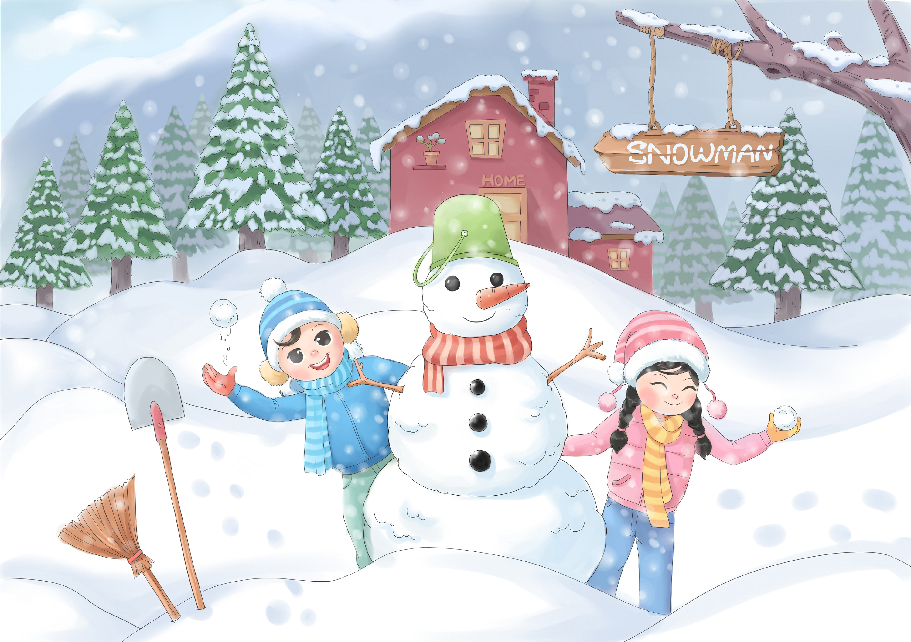 温暖的冬天|插画|儿童插画|鹿柒love - 原创作品 - 站酷 (ZCOOL)