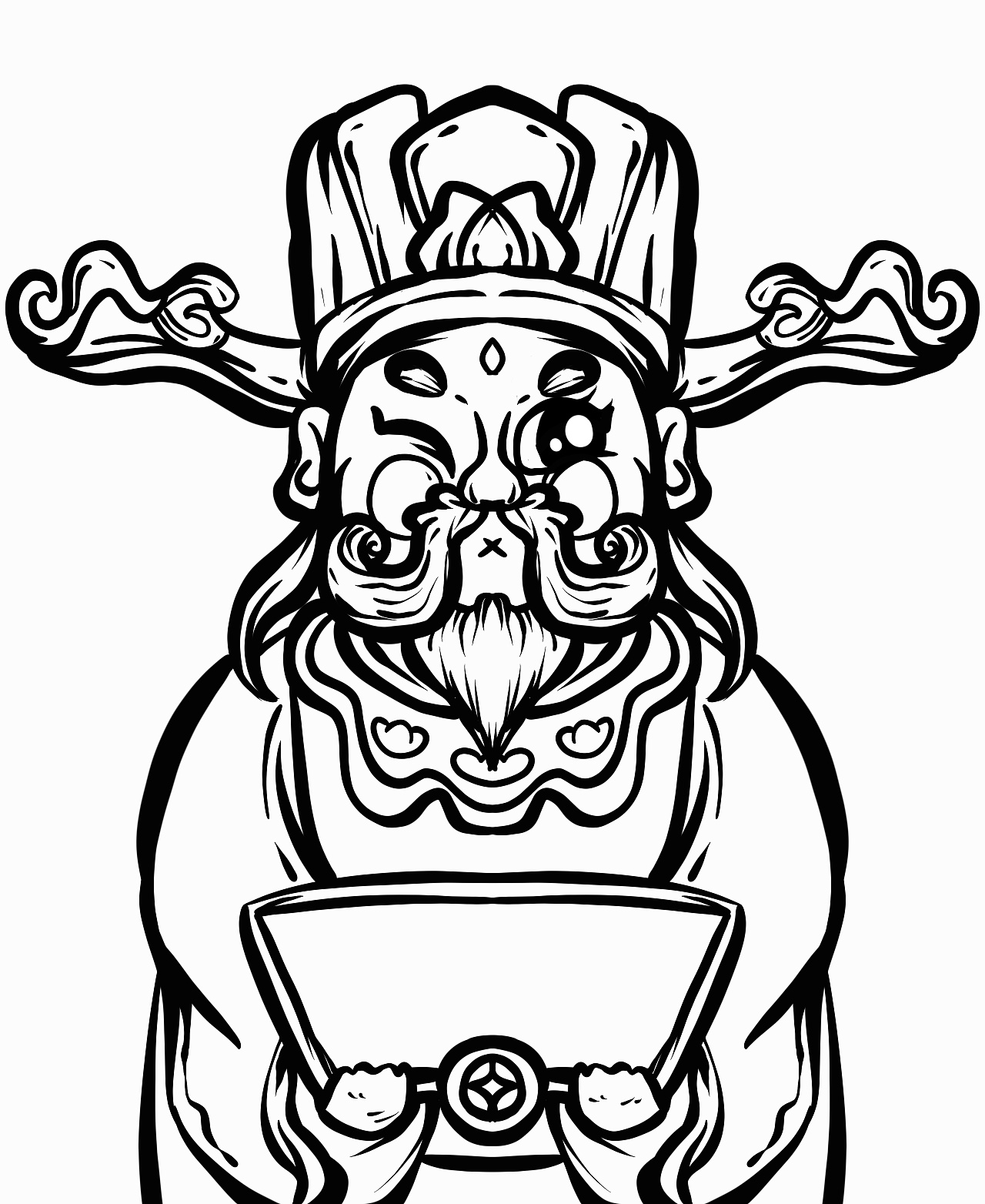 手绘国潮涂鸦财神