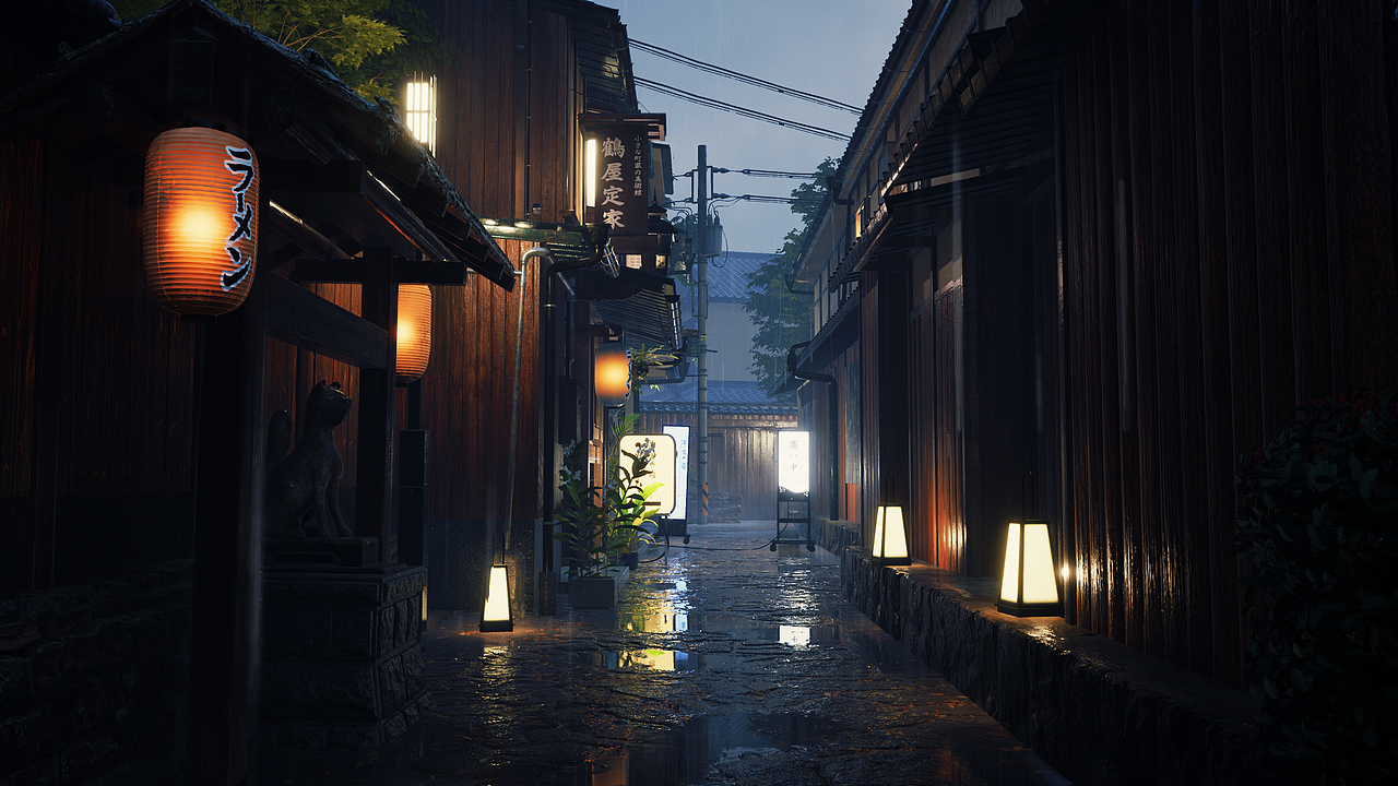 【雨の散策】 —— Unreal Engine写实场景渲染（图ZMjU2MzM4NDMy） - 场景 - 站酷设计师丑角Mason原创素材 - 站酷ZCOOL