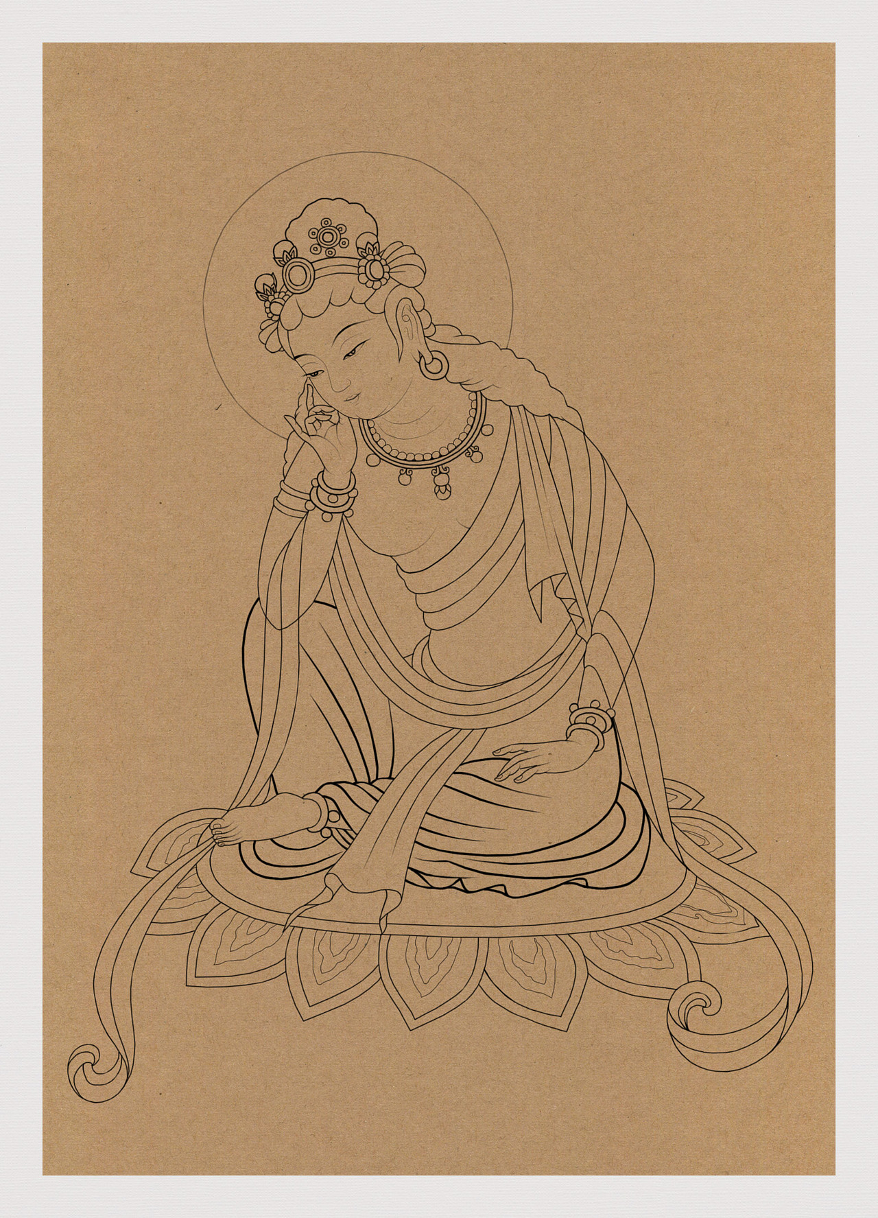 仿古敦煌壁画《思维菩萨》