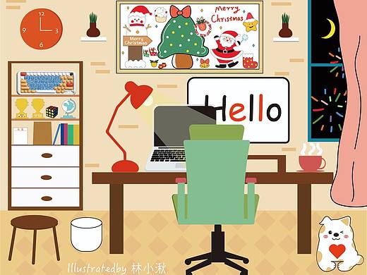 书房插画林小湫日系场景插画-中式古代书房375冰血叶_jolu治愈 《理想