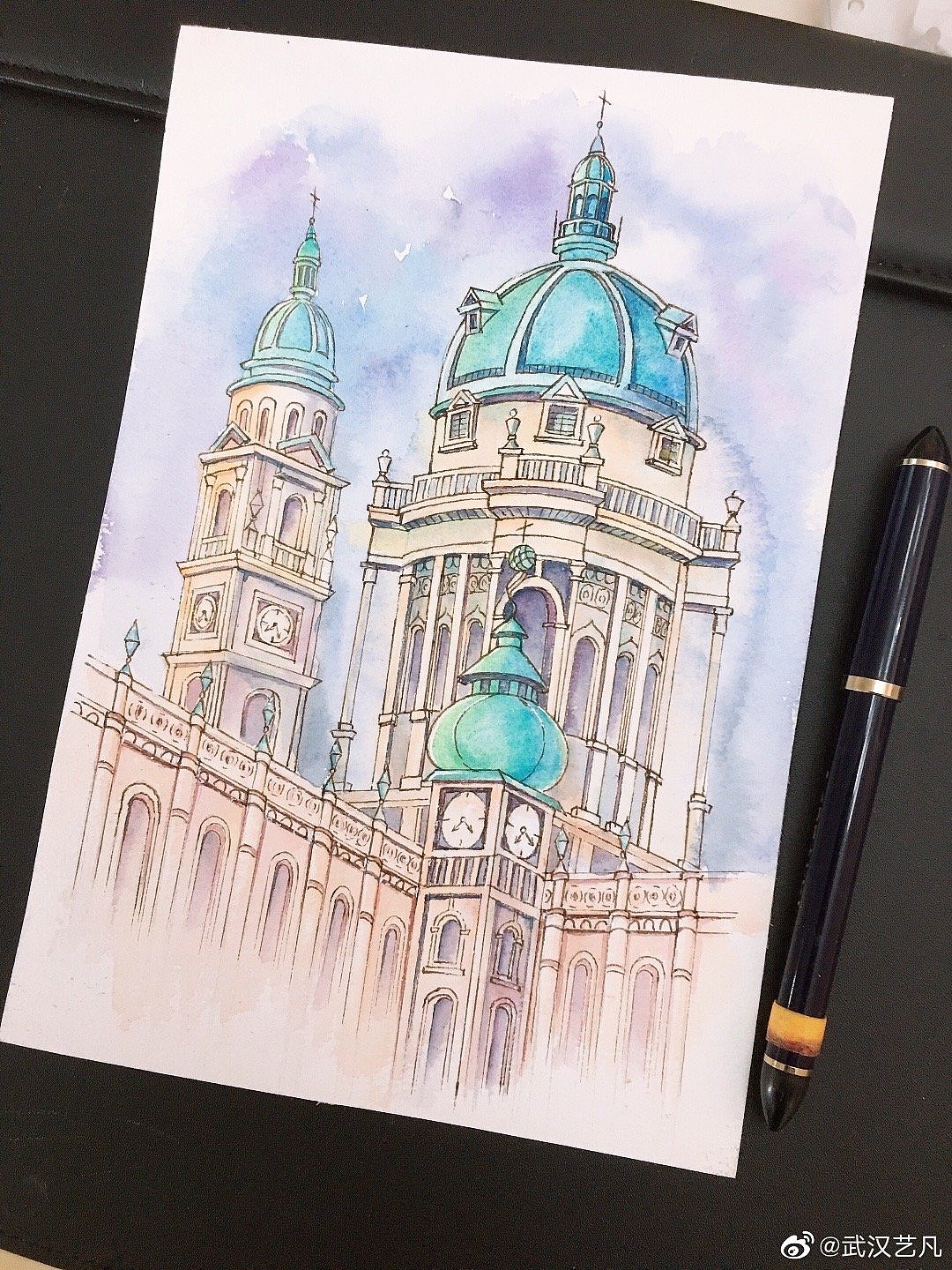 钢笔淡彩，钢笔速写，建筑风景（图ZMjA3MjA4ODQ4） - 绘画 - 站酷设计师艺凡美术原创素材 - 站酷ZCOOL