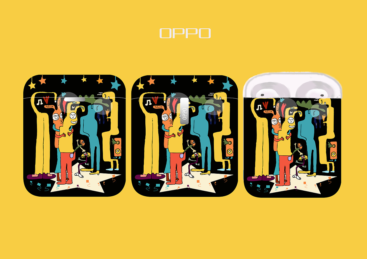 oppo耳机 音你而爱，随性而活!（图ZMTkyODY0ODE2） - 图案 - 站酷设计师梦落落的插画小世原创素材 - 站酷ZCOOL