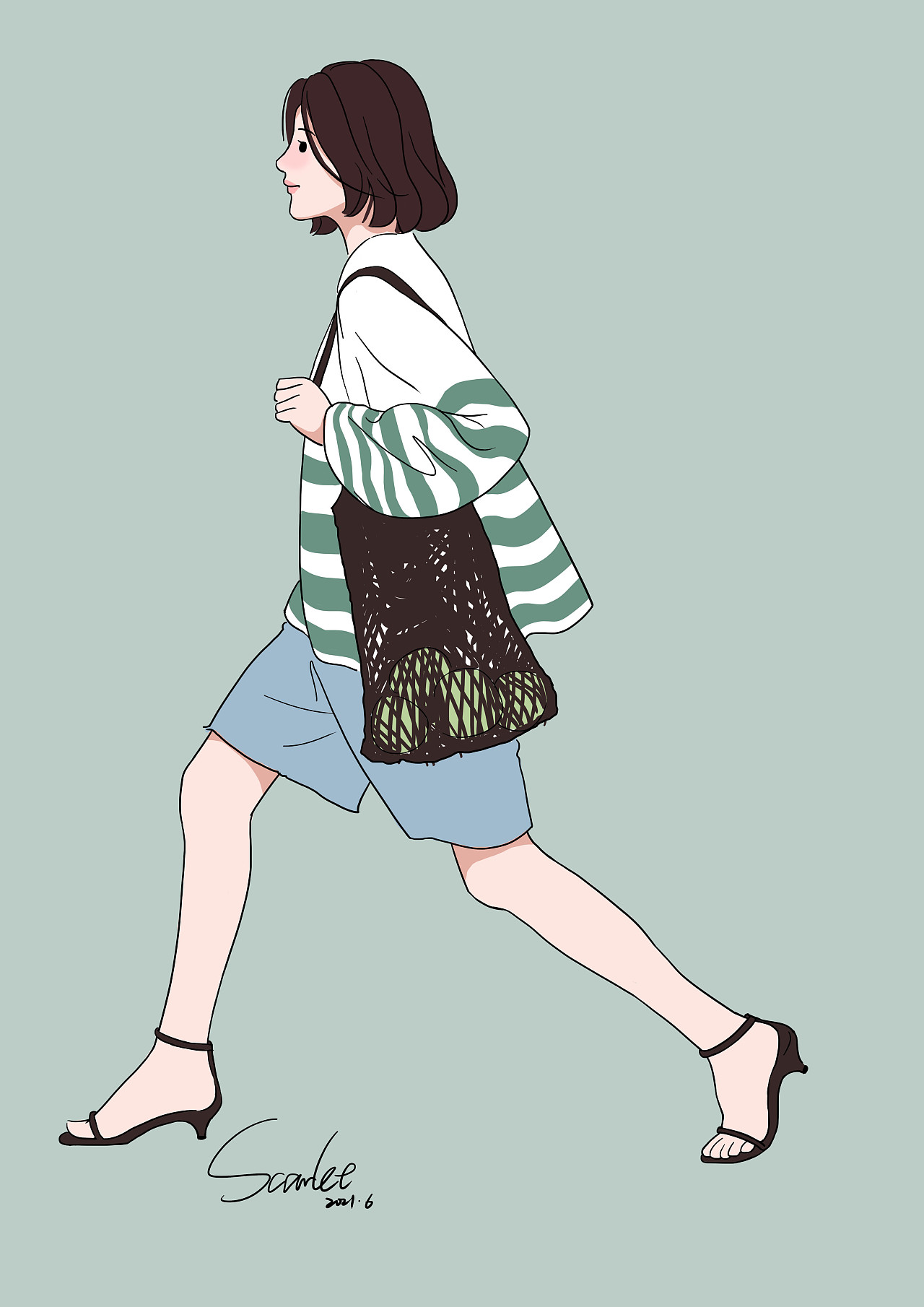 时装街拍小插画