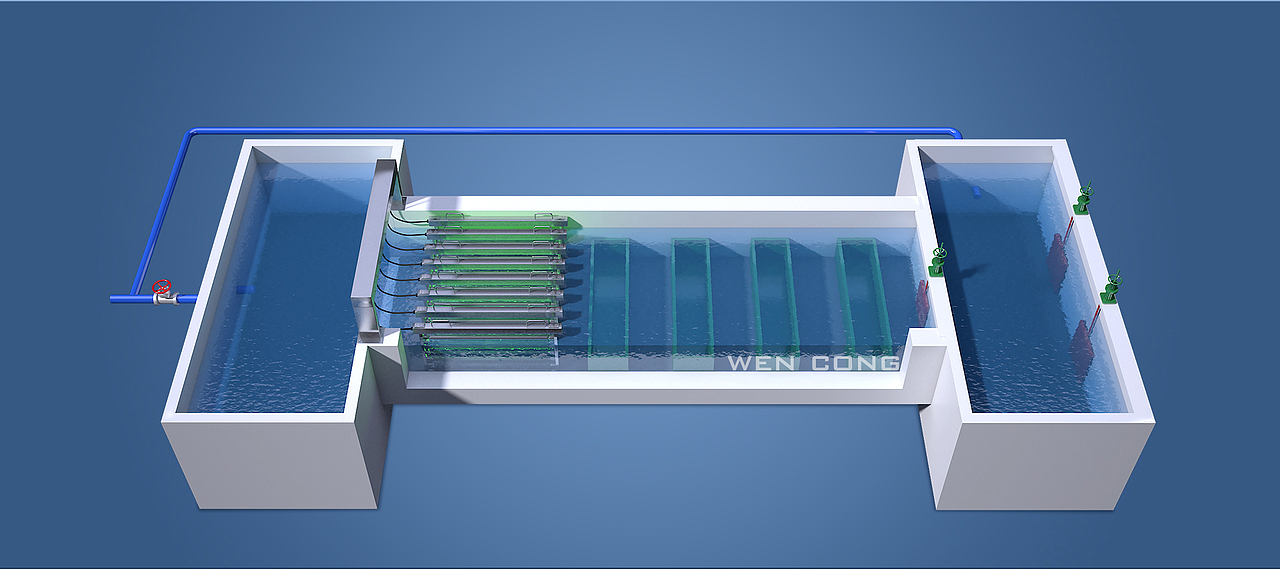 污水处理厂设备三维场景及流程图效果图