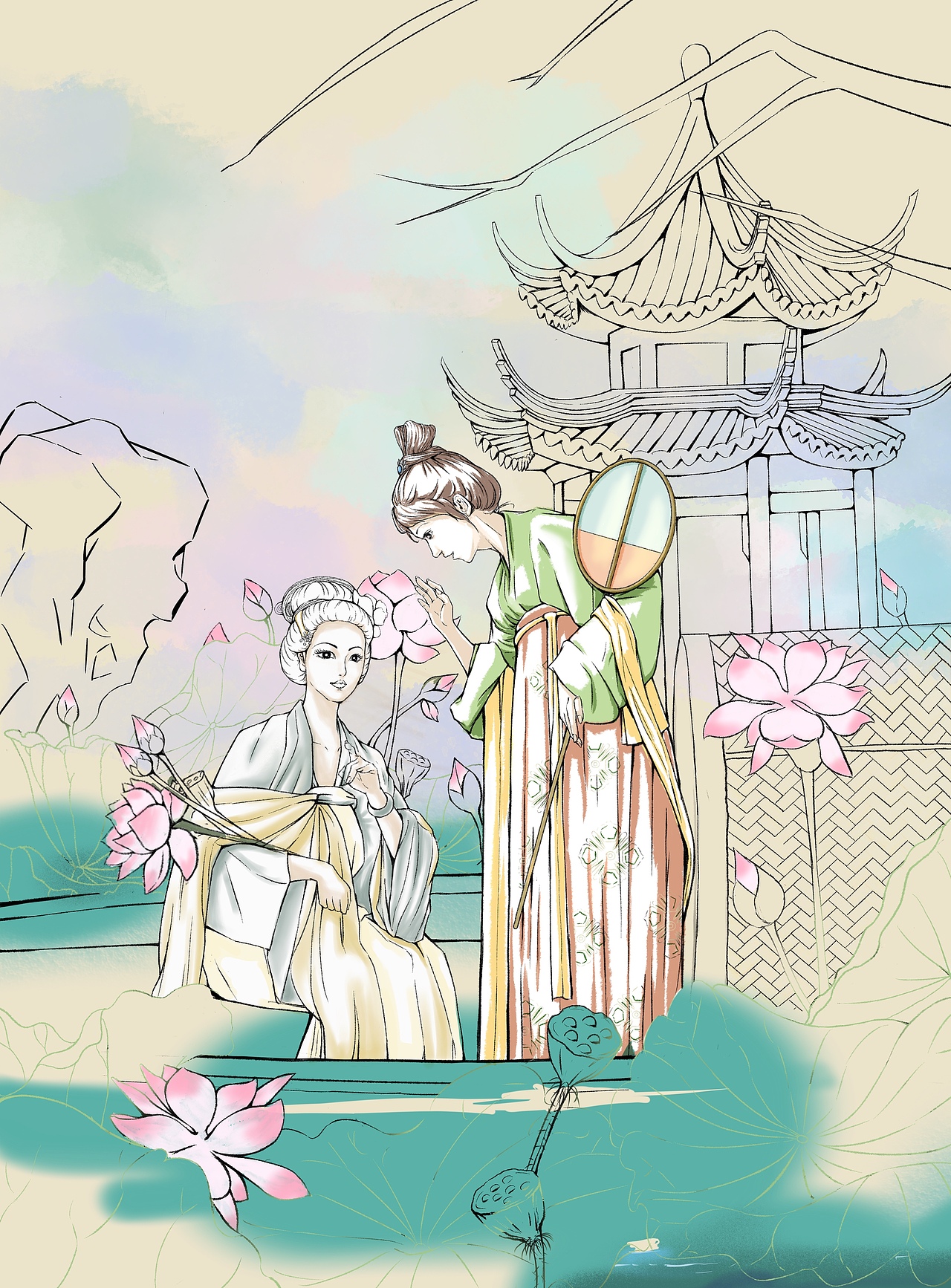 夏日荷塘（图ZMzc5NTMzNzU2） - 创作习作 - 站酷设计师幻听夏生原创素材 - 站酷ZCOOL