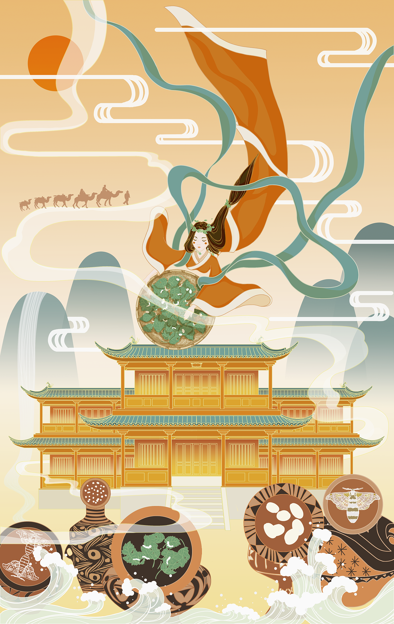 嫘祖养蚕|插画|创作习作|木南munan - 原创作品 - 站酷 (zcool)