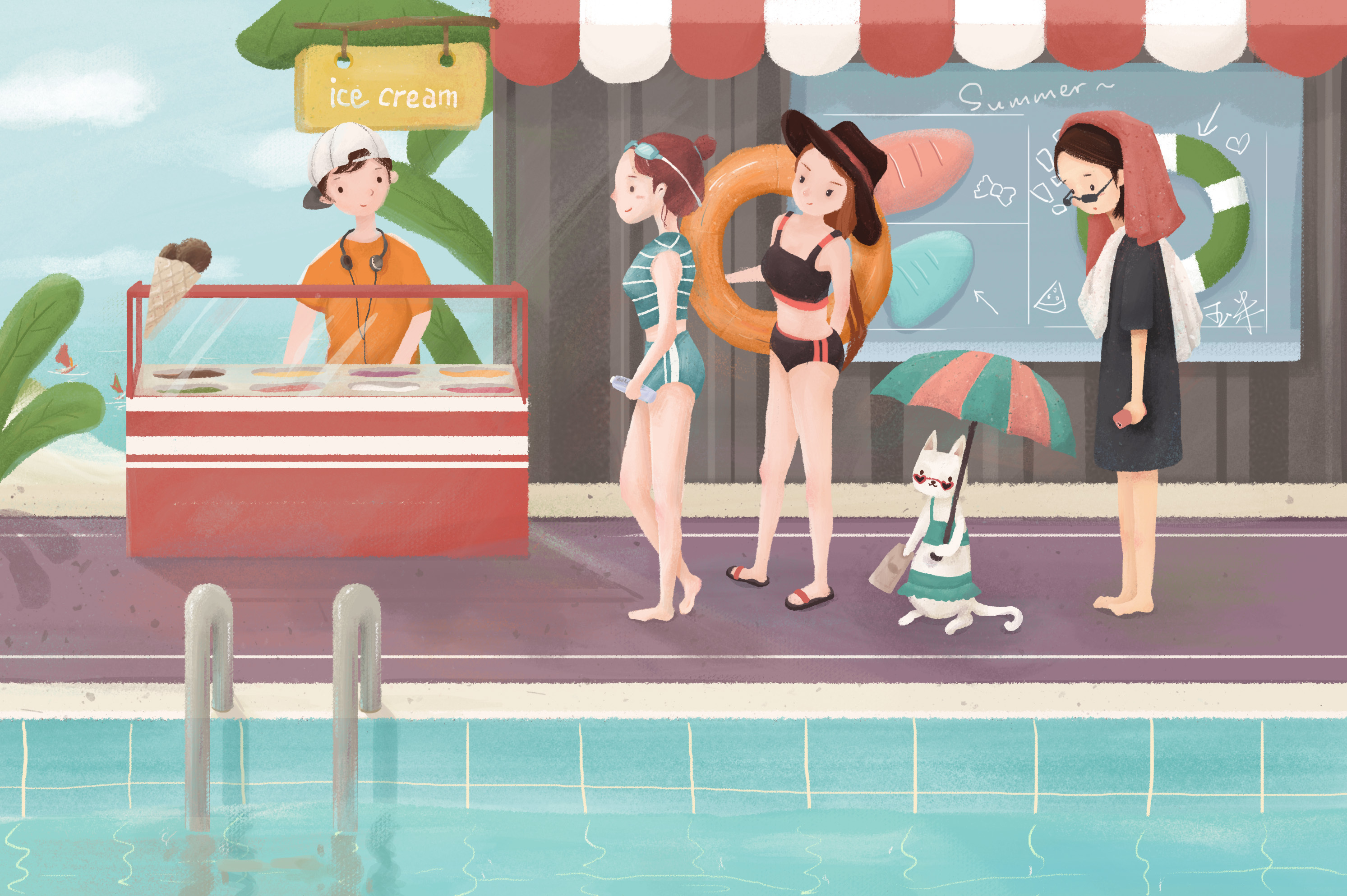 游泳池|插画|儿童插画|keira玉米er - 原创作品 - 站酷 (zcool)
