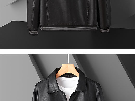 男装皮衣平铺挂拍摄影 服装产品拍摄 细节图摆拍主图