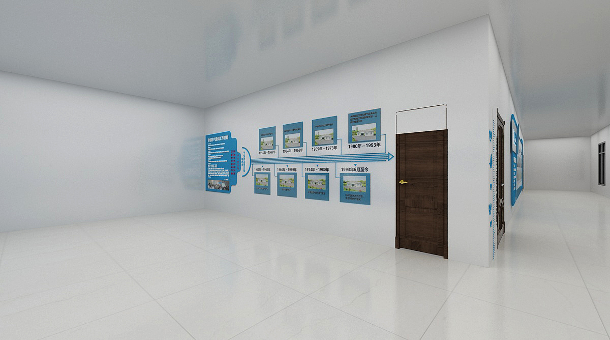 气象局大厅一楼墙体展示设计3d效果图