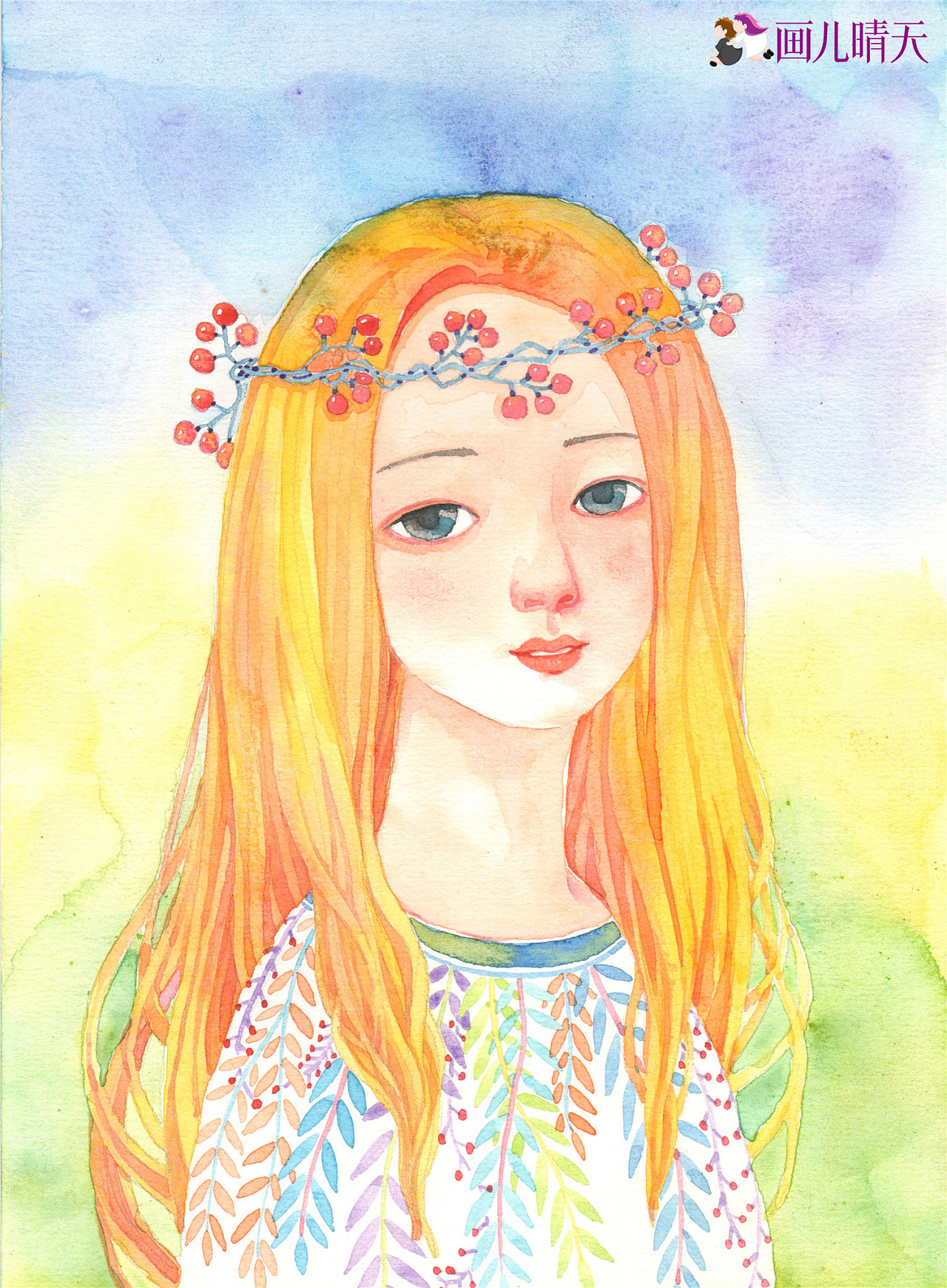 水彩插画人物头部系列15幅|插画|儿童插画|画儿晴天 - 原创作品