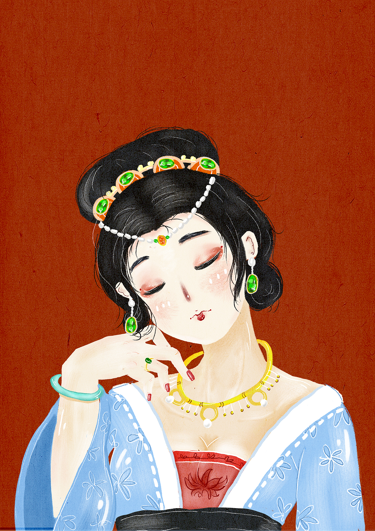 杨玉环云想衣裳花想容插画