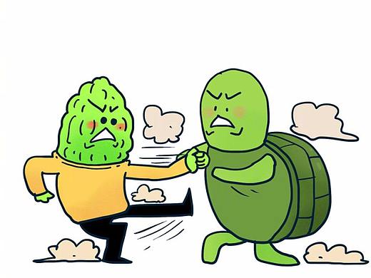 小苦瓜和小乌龟打架，打的太激烈了…… ​​​​