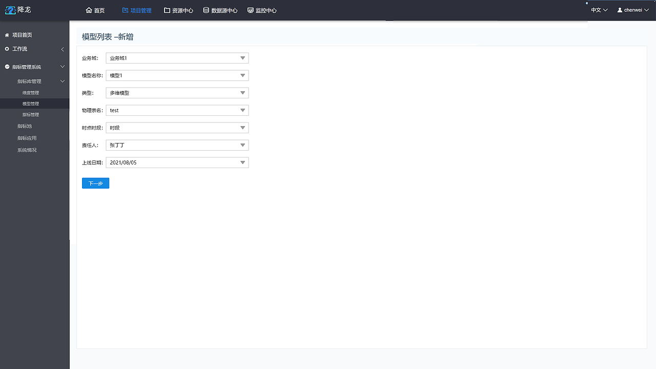 指标管理系统后台页面