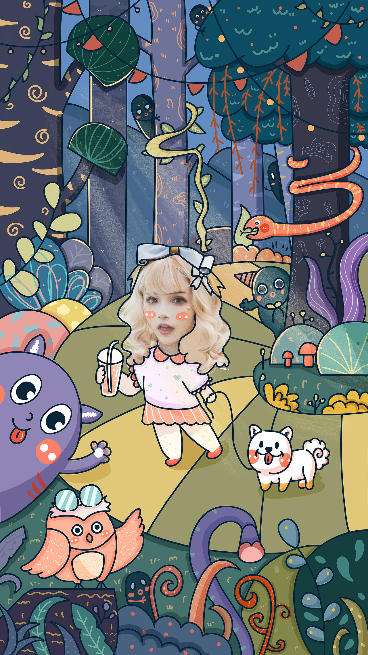 森林系女孩（圖ZMTcyNDIxMjM2） - 兒童插畫 - 站酷設(shè)計(jì)師小咩IE原創(chuàng)素材 - 站酷ZCOOL