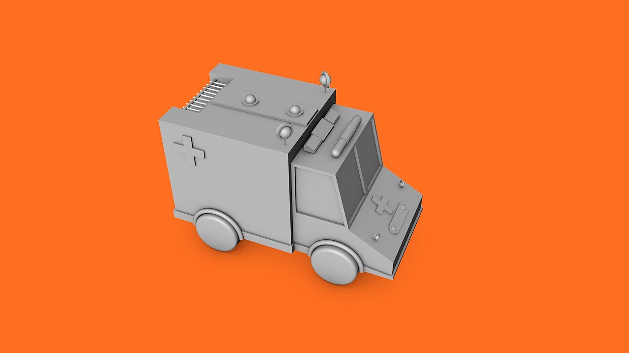 C4D救护车模型-临摹