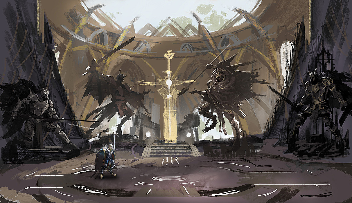 演武场为例分享绘画步骤