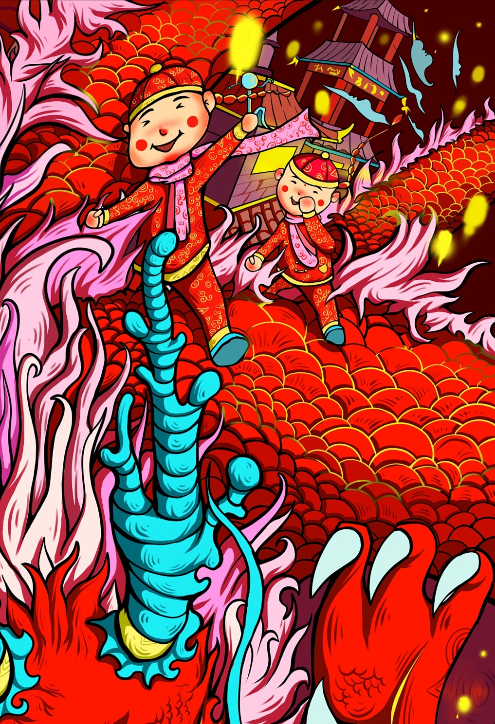龙年插画设计（图ZMjkwMzc3MjA0） - 商业插画 - 站酷设计师208工作室原创素材 - 站酷ZCOOL