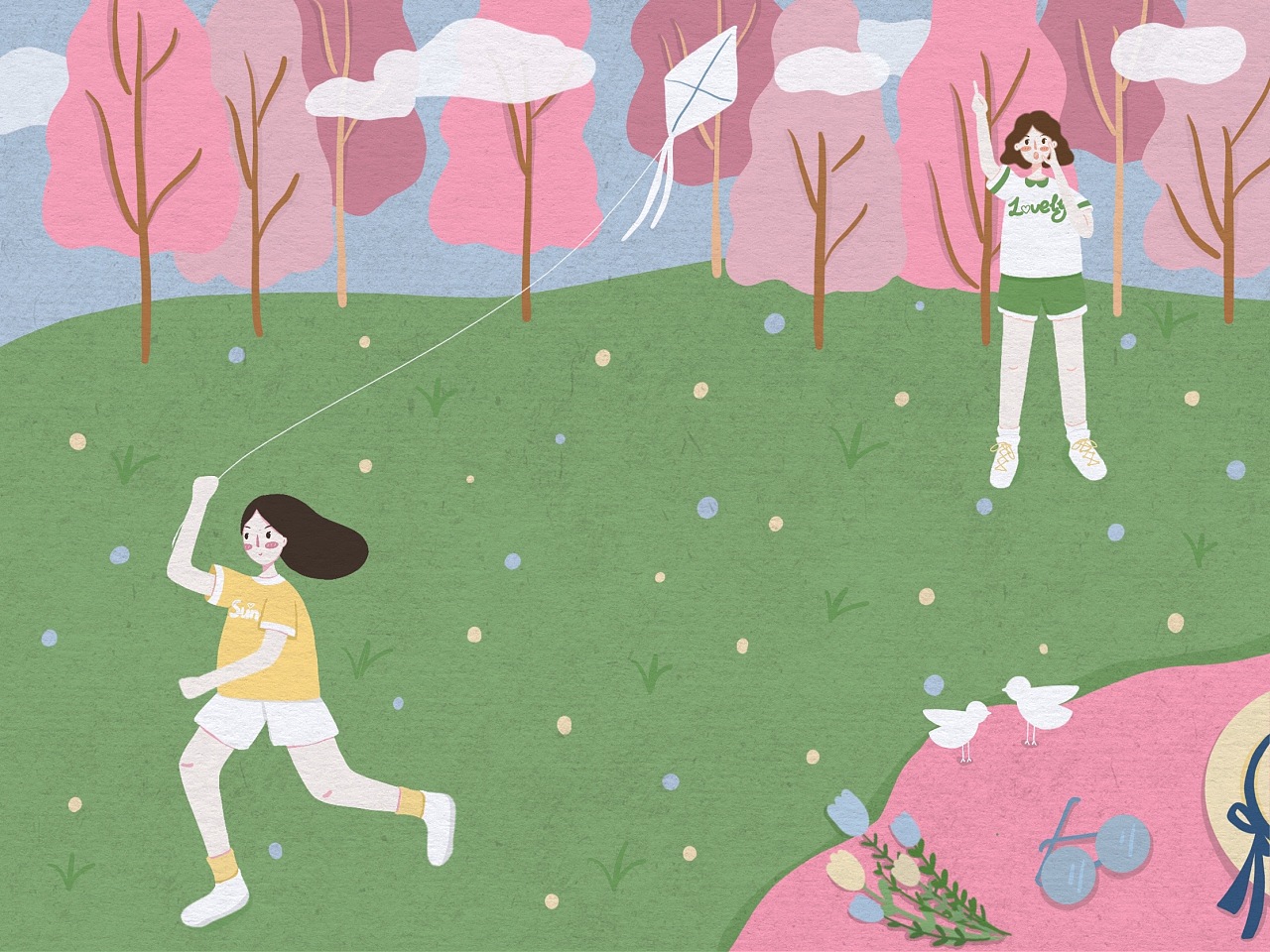 春日野餐系列插画