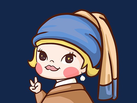 q版卡通世界名画人物系列插画