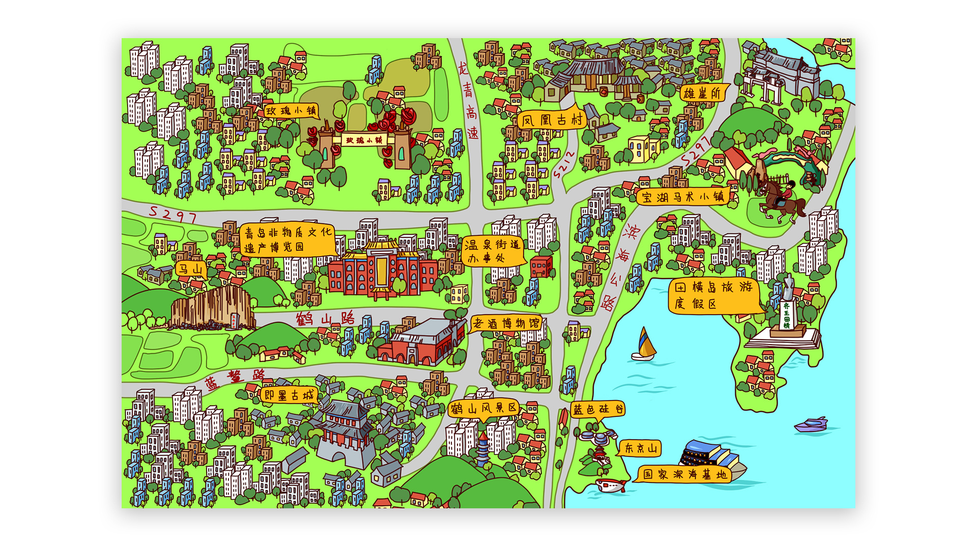 小镇地图简笔画图片