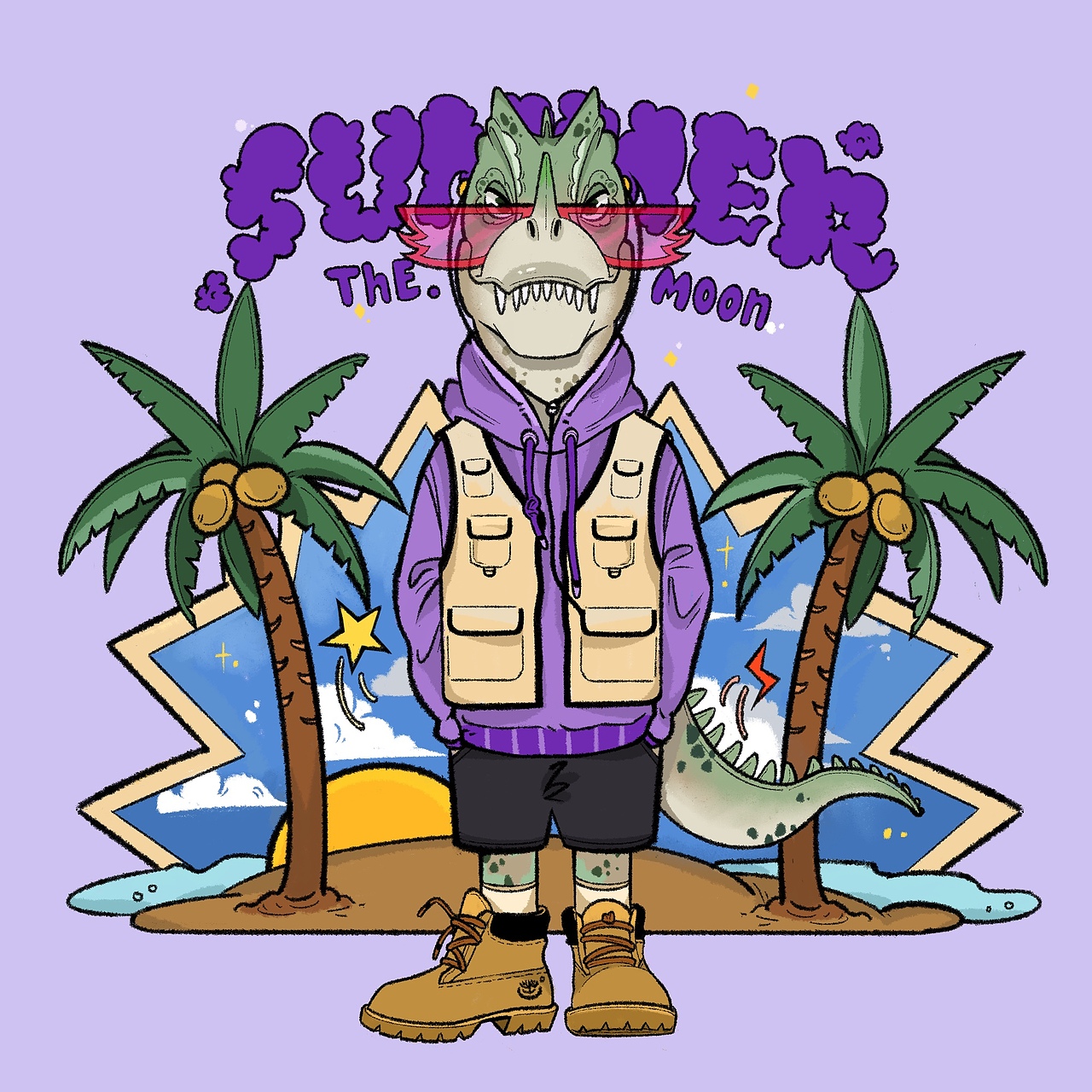 🐱🐰🐻🦖🌴夏日街头的它们（图ZMjg2MTI4ODg0） - 艺术插画 - 站酷设计师DSSHU原创素材 - 站酷ZCOOL