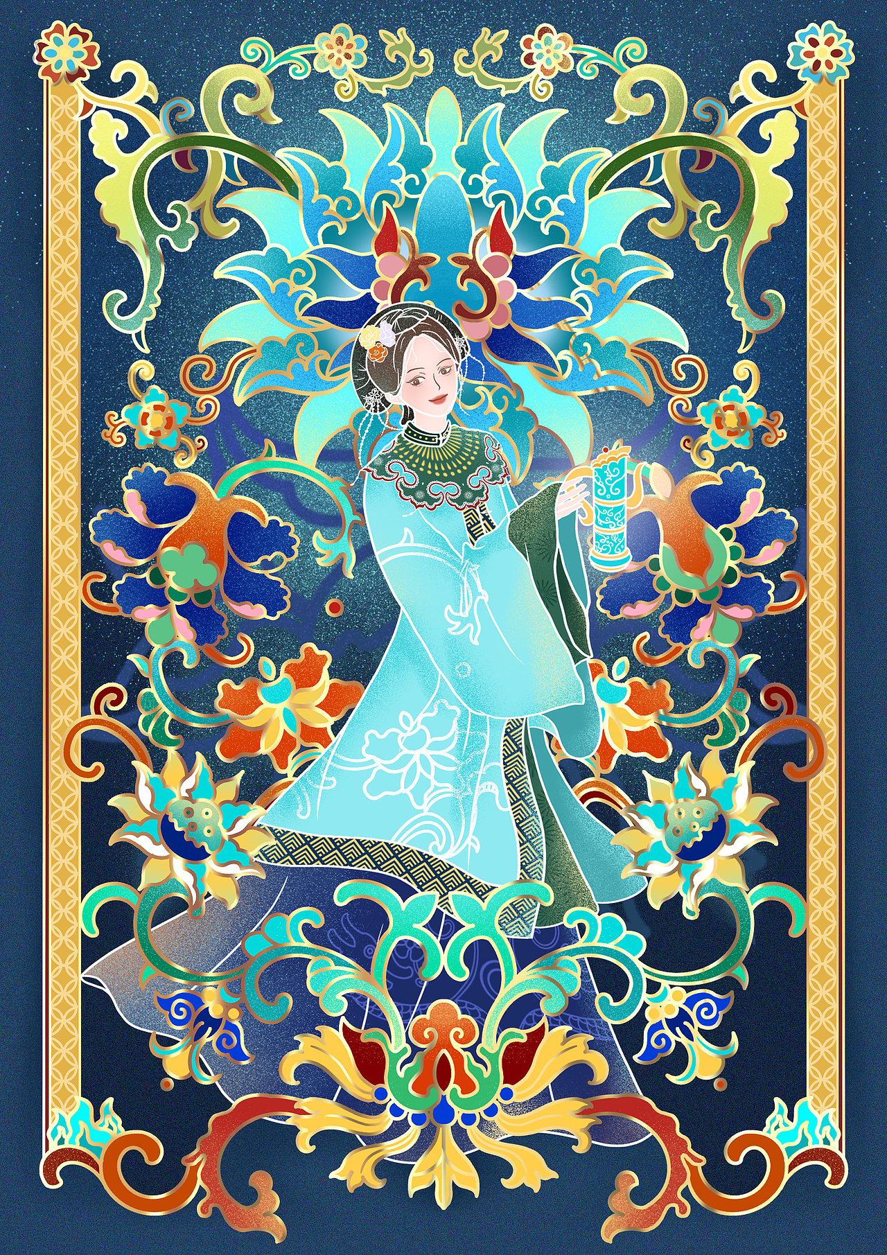 景泰蓝（图ZMzAzOTQ5NzY4） - 商业插画 - 站酷设计师没睡醒喔原创素材 - 站酷ZCOOL