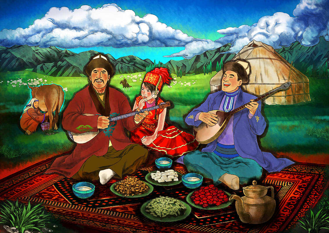 新疆地域风情插画图片
