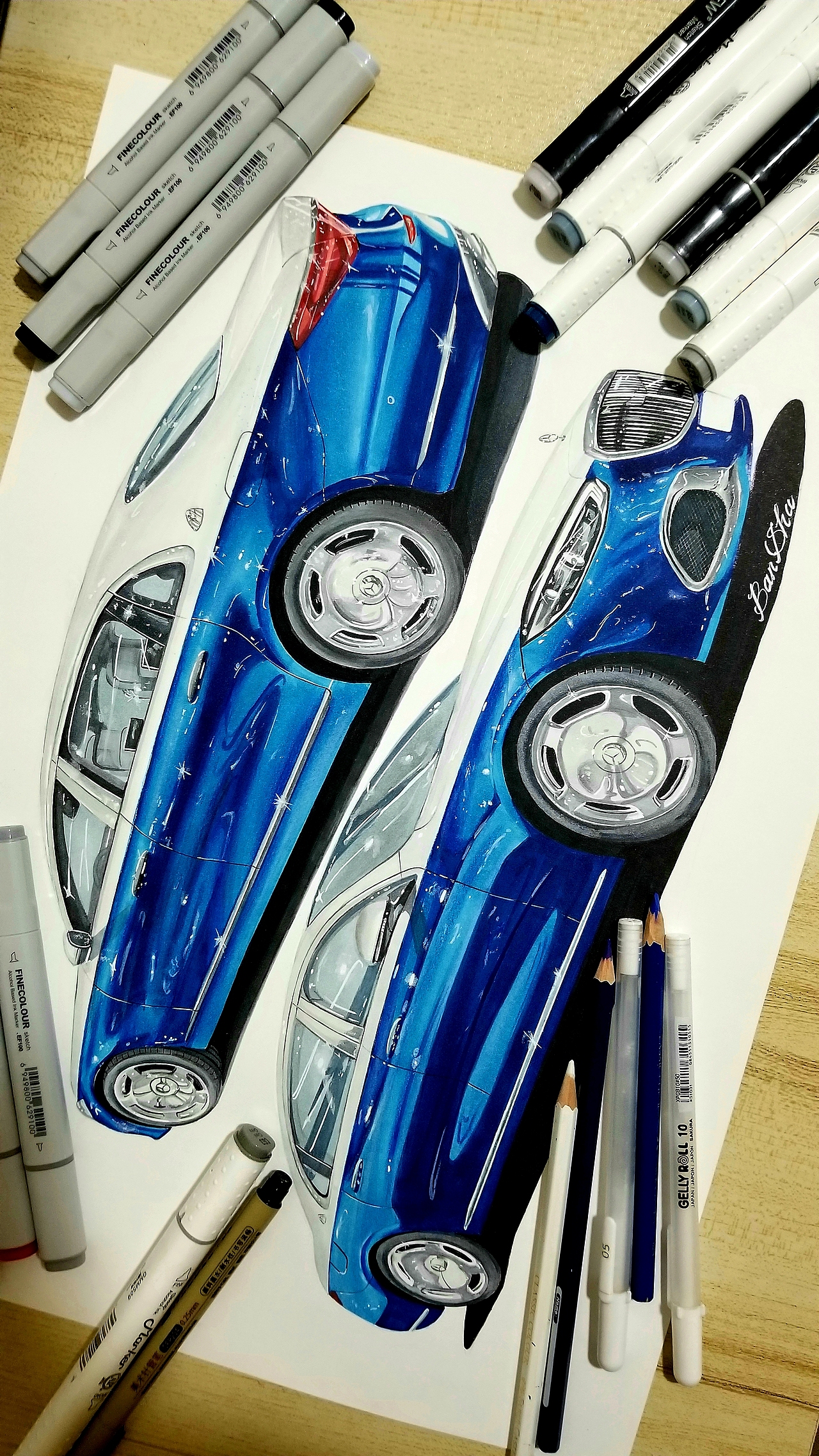 马克笔手绘 奔驰迈巴赫