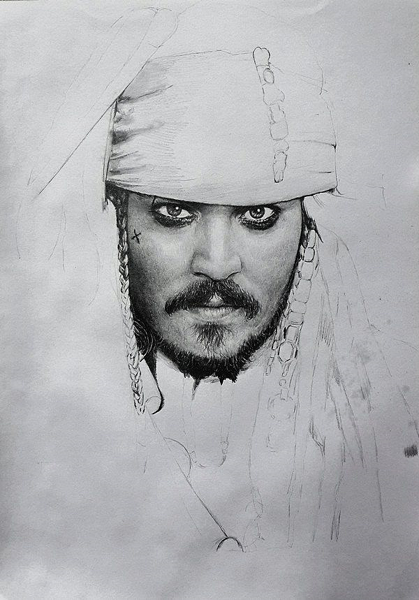 王f手绘加勒比海盗杰克船长附简单过程