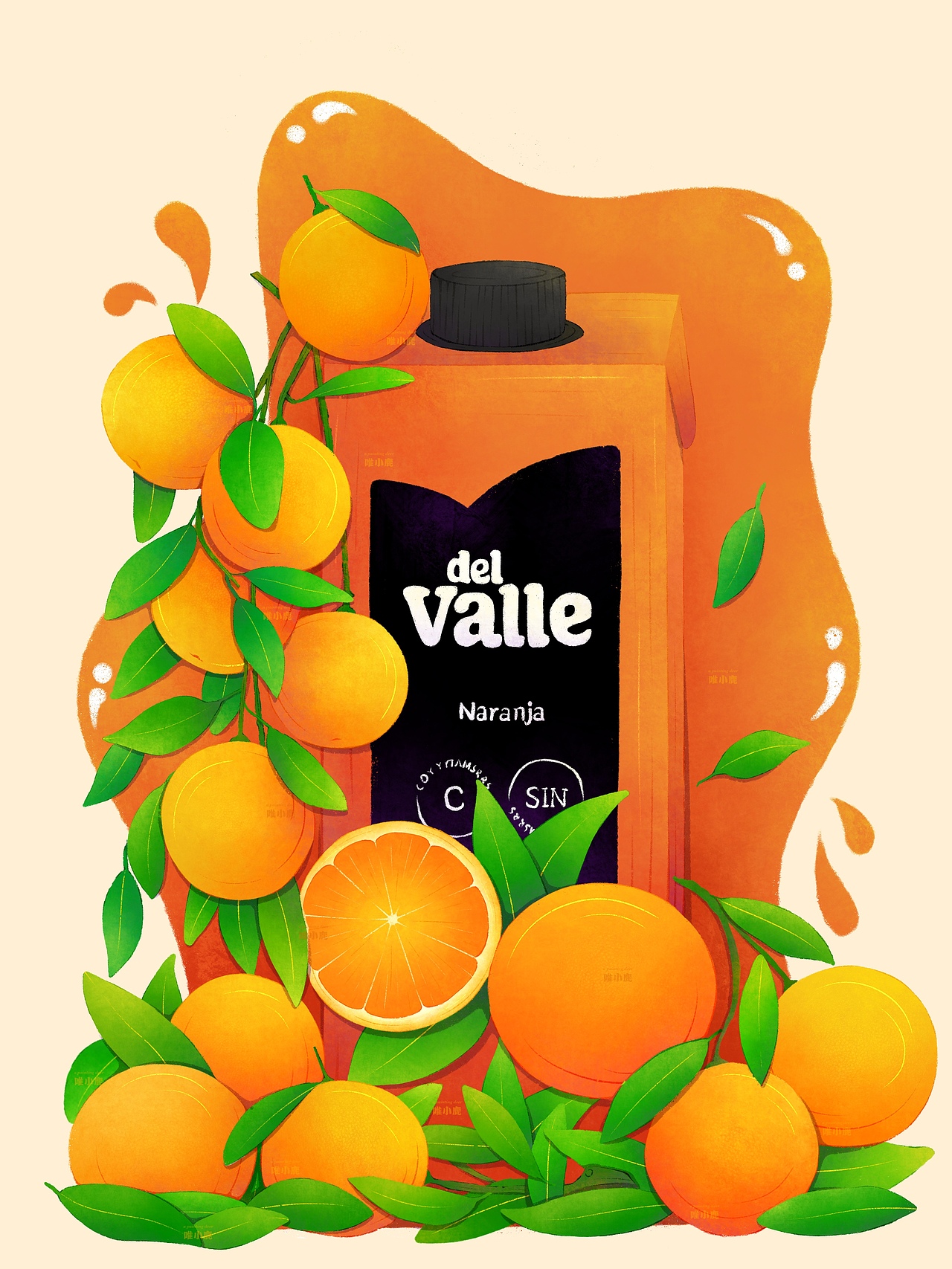 扁平肌理风 || 果粒橙-心想事“橙”