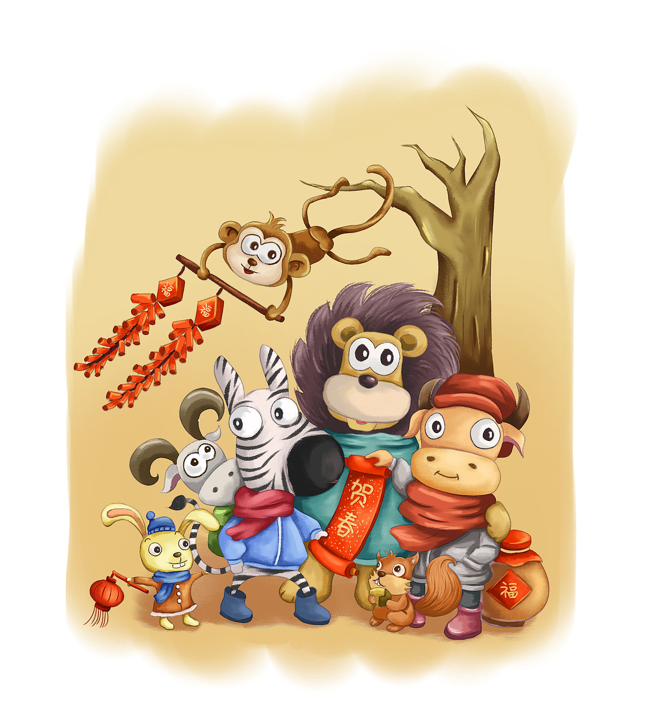 新年小动物（图ZMTA1MTg0NDY4） - 商业插画 - 站酷设计师洛杉蛋原创素材 - 站酷ZCOOL