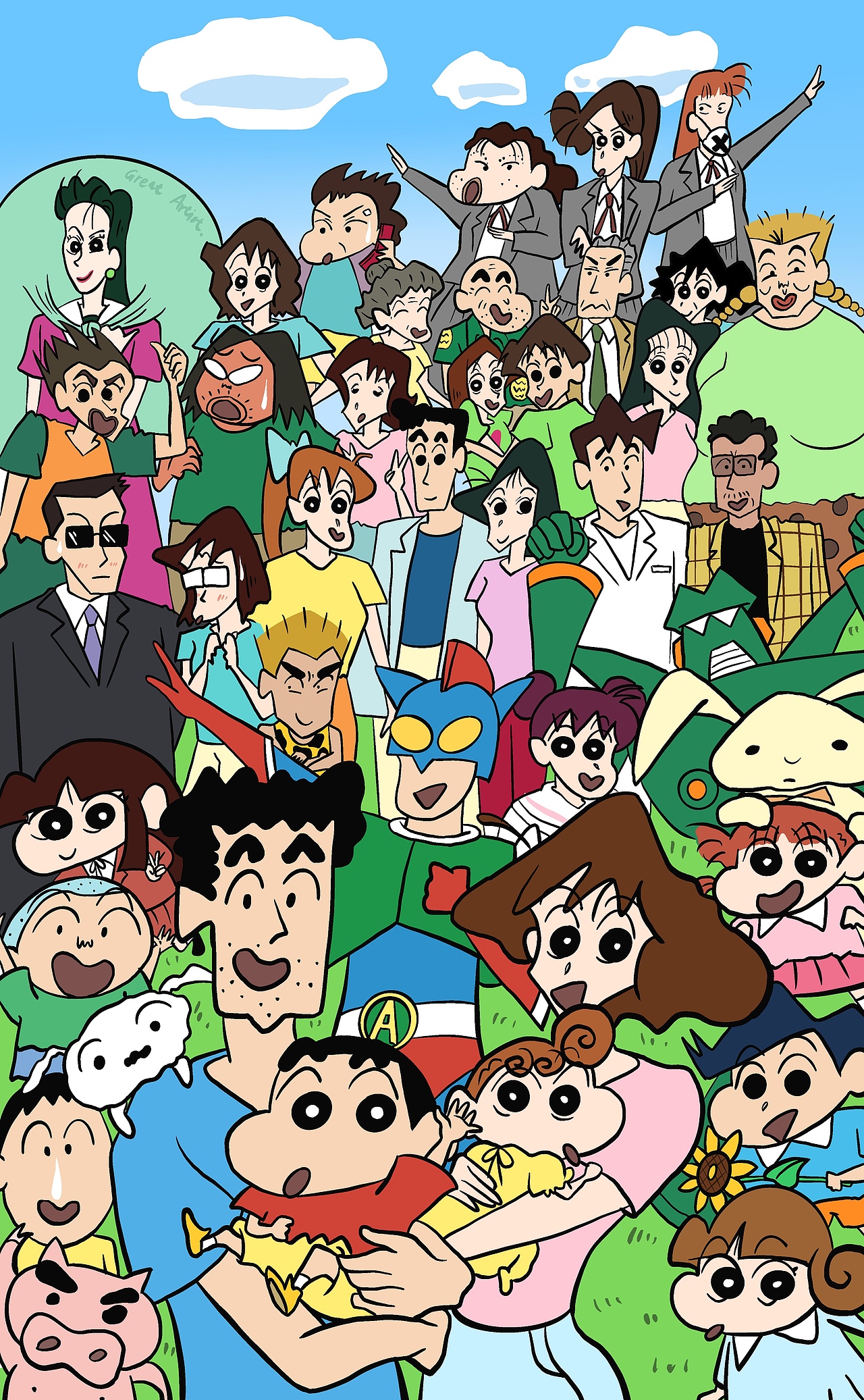 【蜡笔小新全家福】官图临摹|动漫|其他动漫|greatartist1_临摹作品