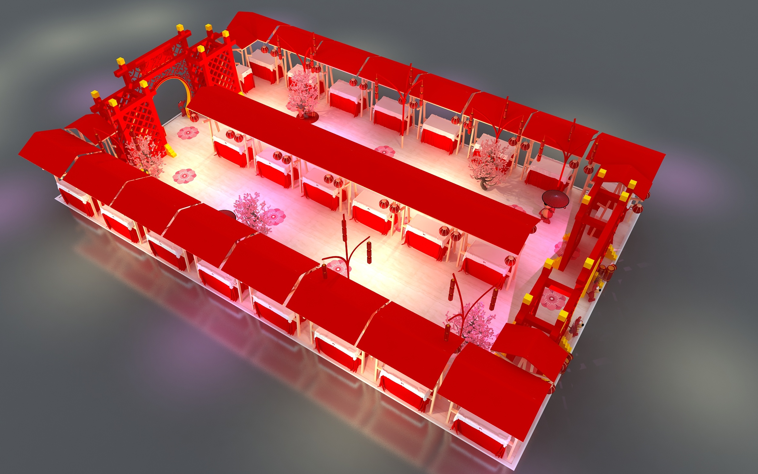 商场年货展 售卖展 效果图设计