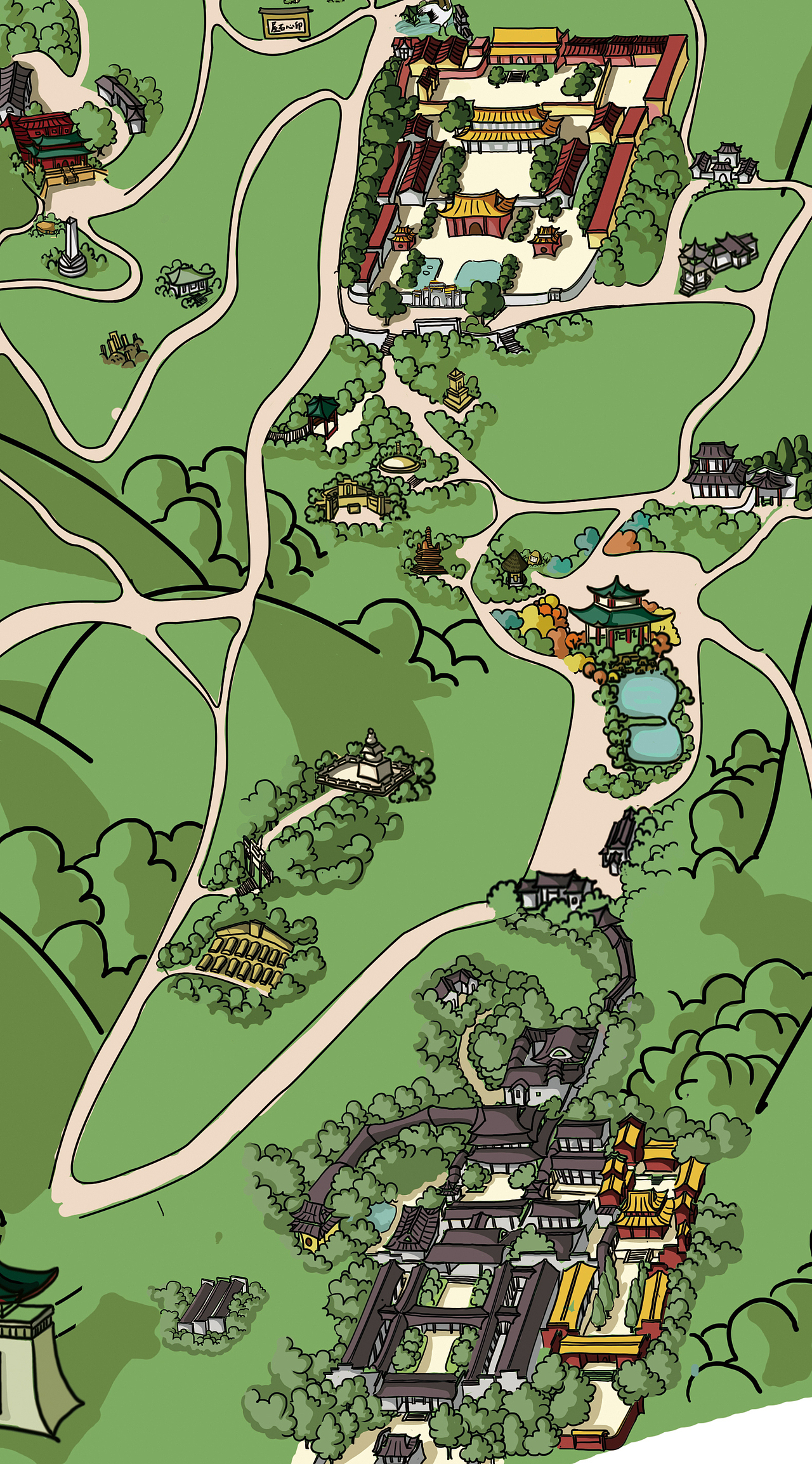 岳麓山手绘地图未完稿 局部