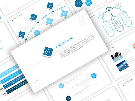 渐变蓝动态商务汇报PPT模版