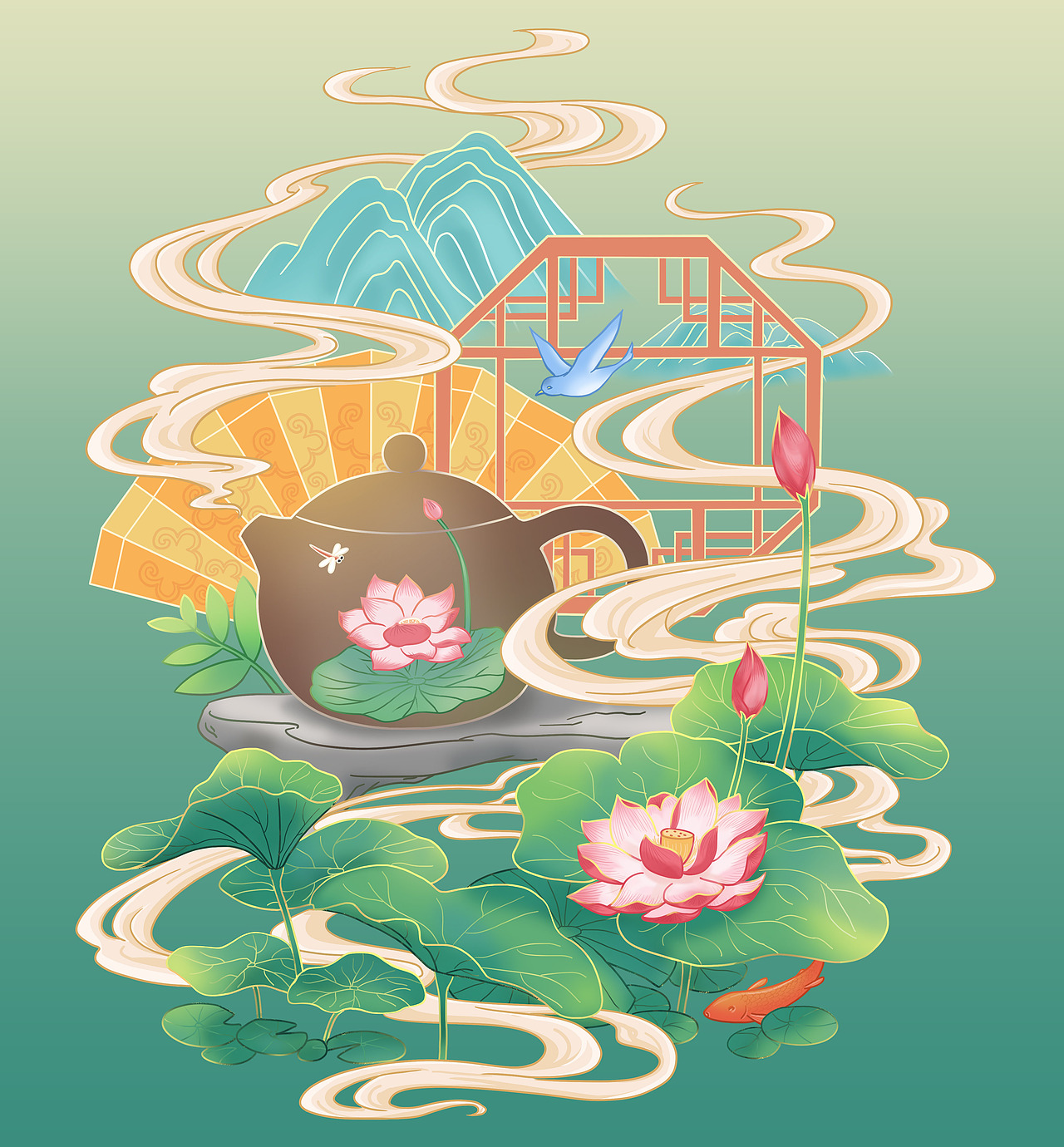 中国风插画-紫砂壶