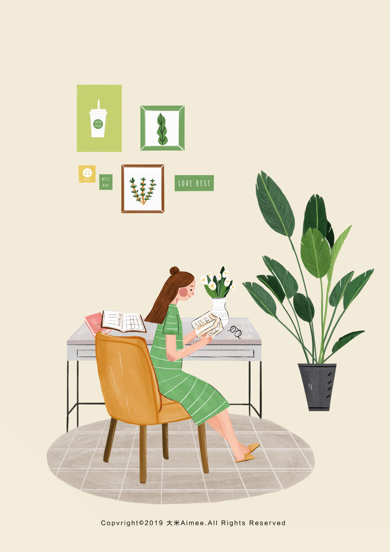 一个人-看书（图ZMTc2NzI2MTI4） - 商业插画 - 站酷设计师大米Aimee原创素材 - 站酷ZCOOL