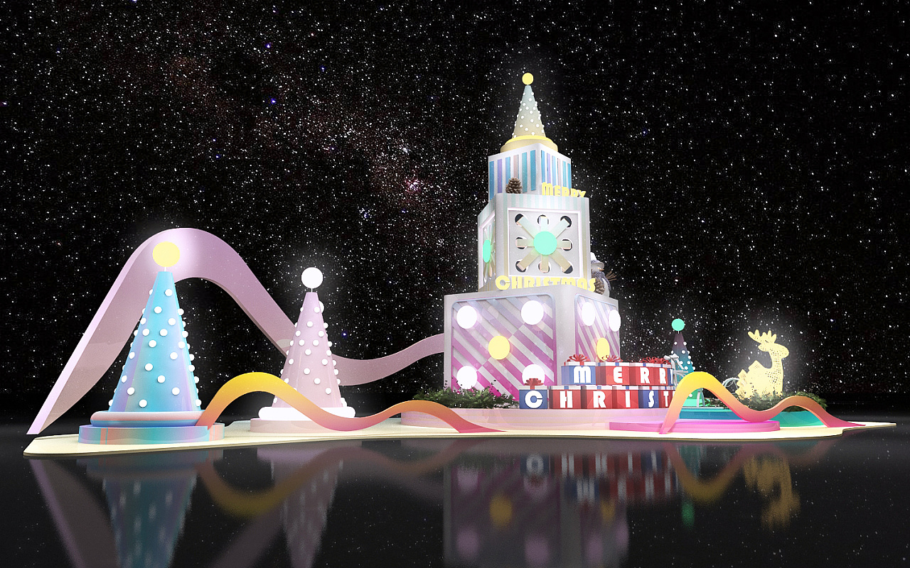 网红照相打卡 商场中庭 亮化美陈 圣诞 雪糕