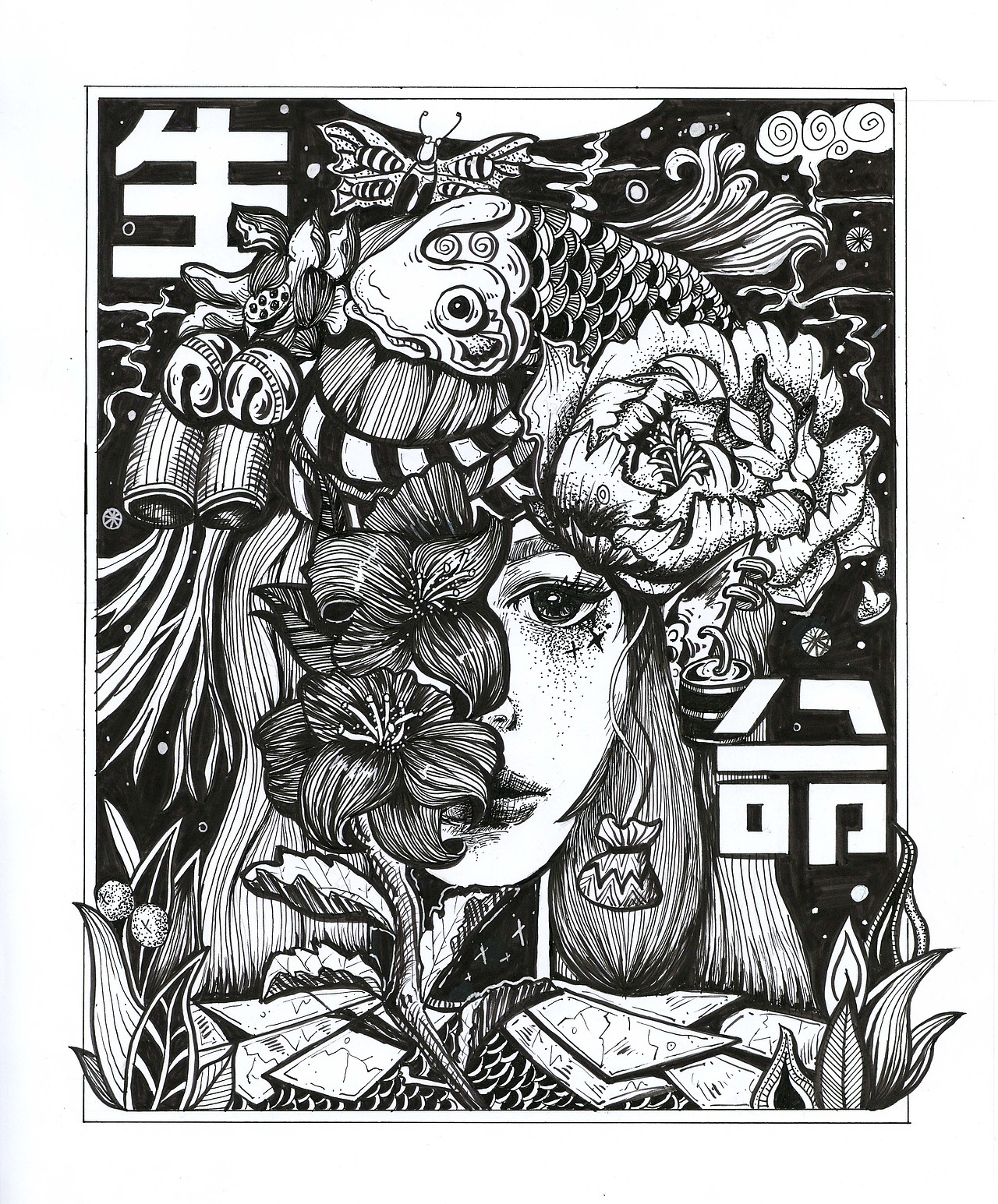 黑白海报−生命/人与自然题材（图ZMjU2NzcwMDEy） - 艺术插画 - 站酷设计师绘风暴原创素材 - 站酷ZCOOL