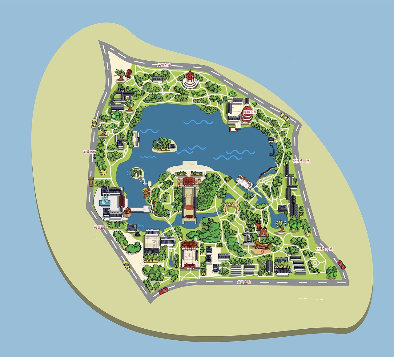 嘿呦旅行小程序智能手绘地图-大唐芙蓉园