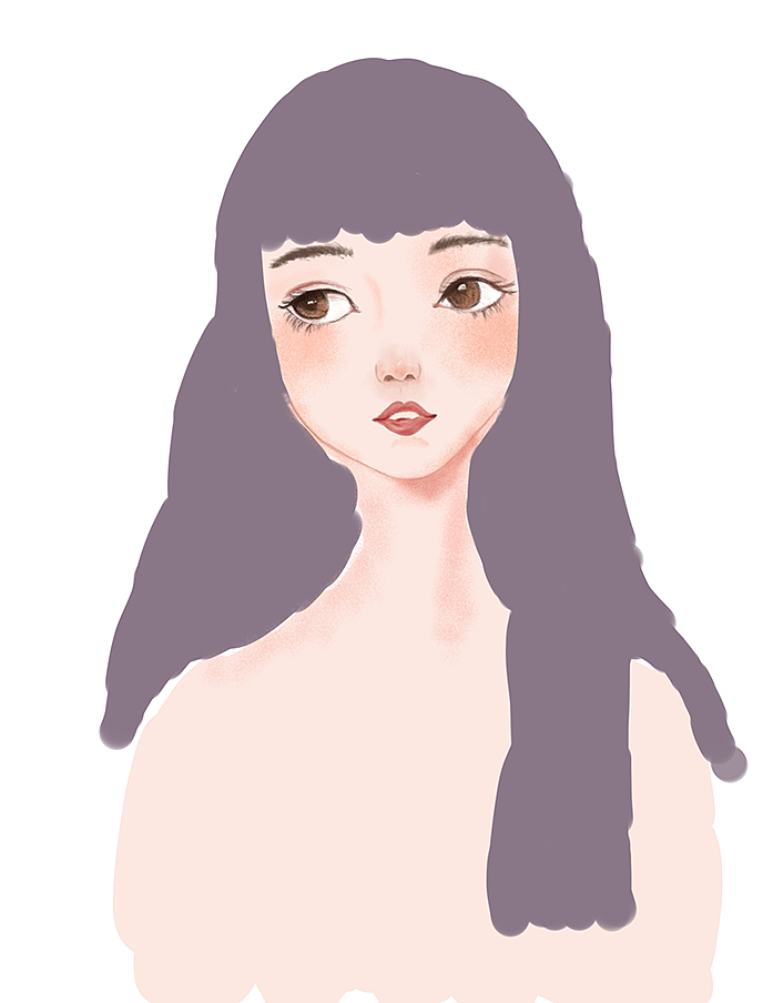 手绘板插画紫发少女