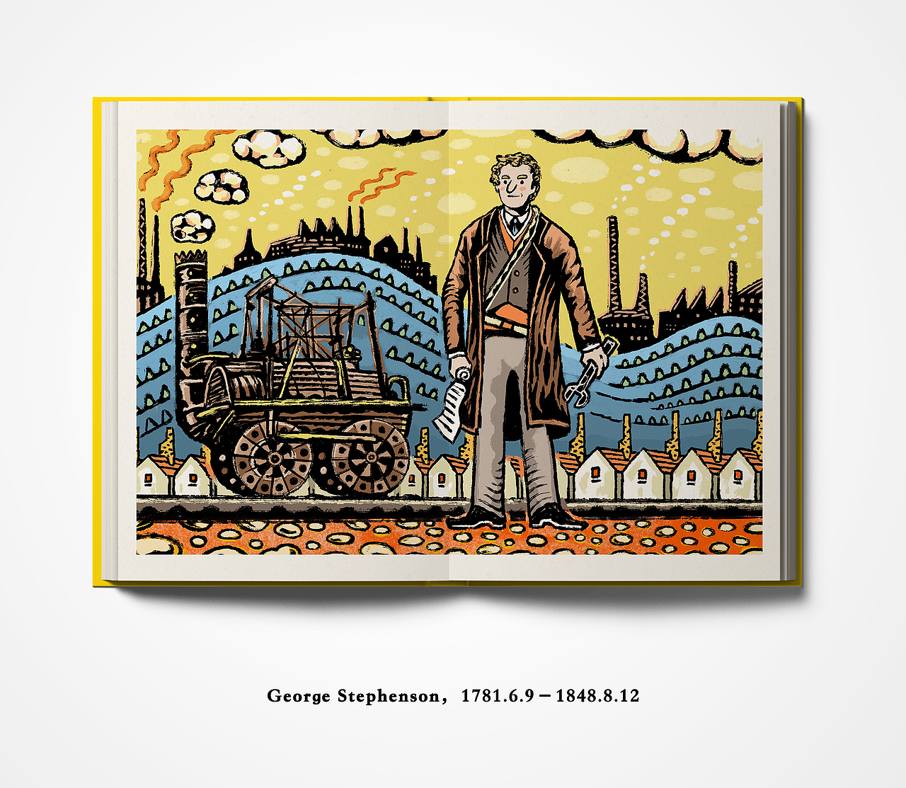 乔治·斯蒂芬森,英国工程师,第一次工业革命期间发明火车机车,被誉为"