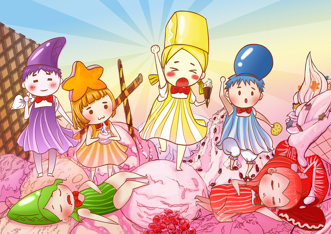 彩色马卡龙拟人