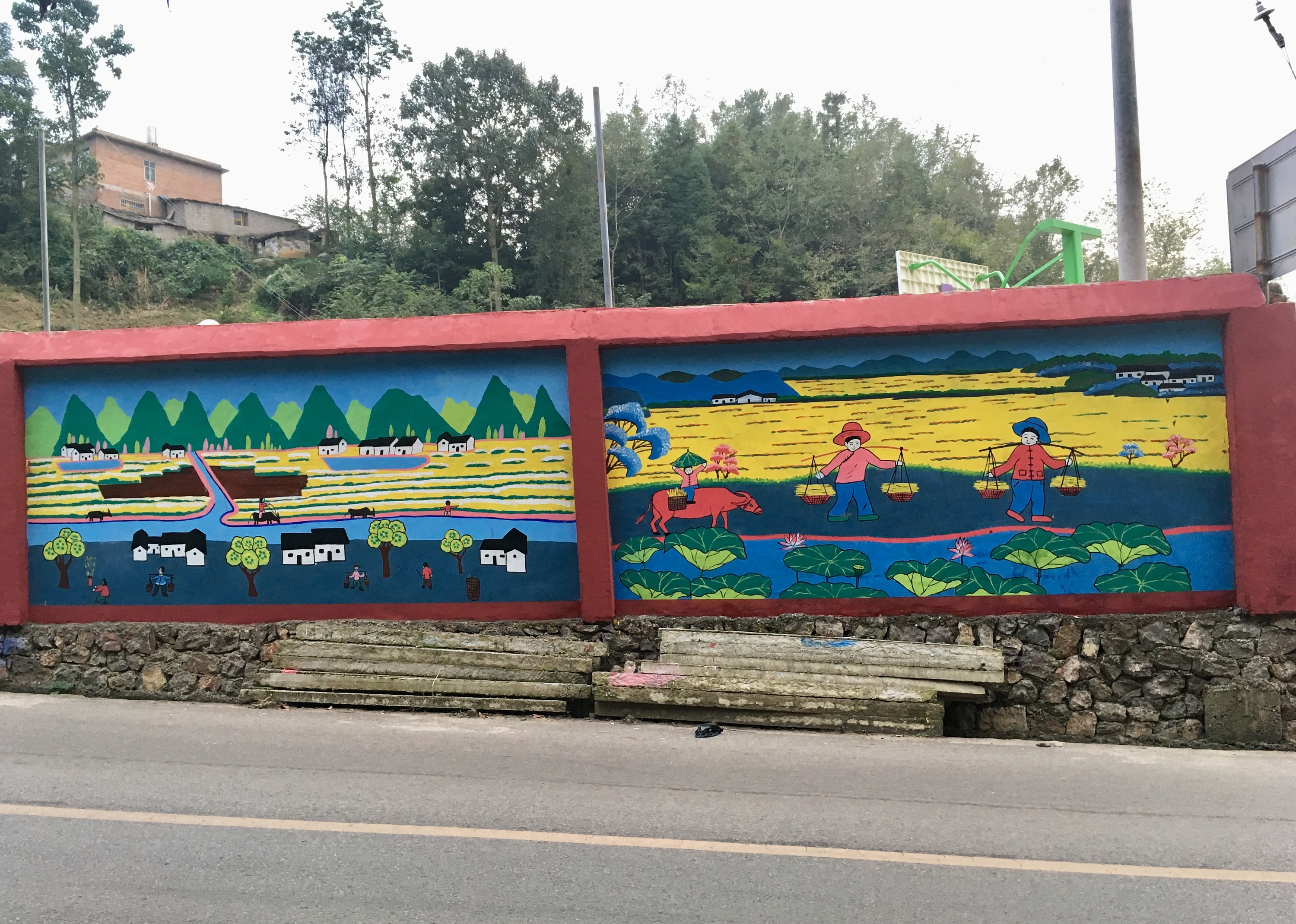 文化墙彩绘 文化墙手绘