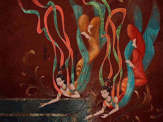 【质感古风】敦煌壁画：双飞天