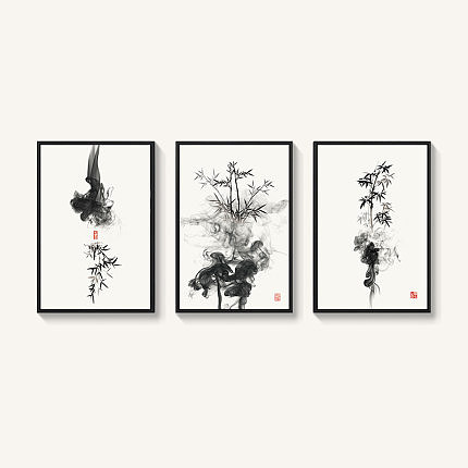 水墨竹子图 新中式禅意作品
