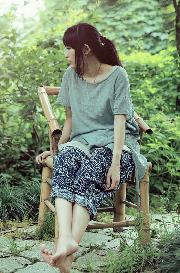 【向日葵记忆】原创设计文艺复古 微透的短袖稀疏亚麻上衣 光阴的故事